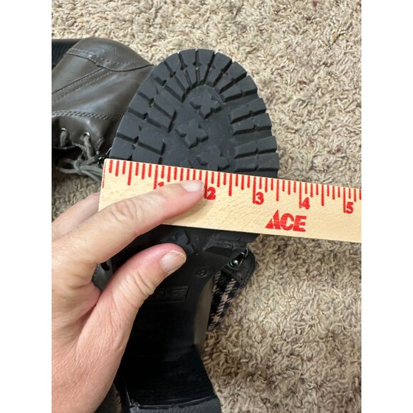 Dolce By Mojo Moxy Gray Lace-Up Ankle Boots Chunky Heel plaid Cuff Womens 9 - Picture 11 of 12